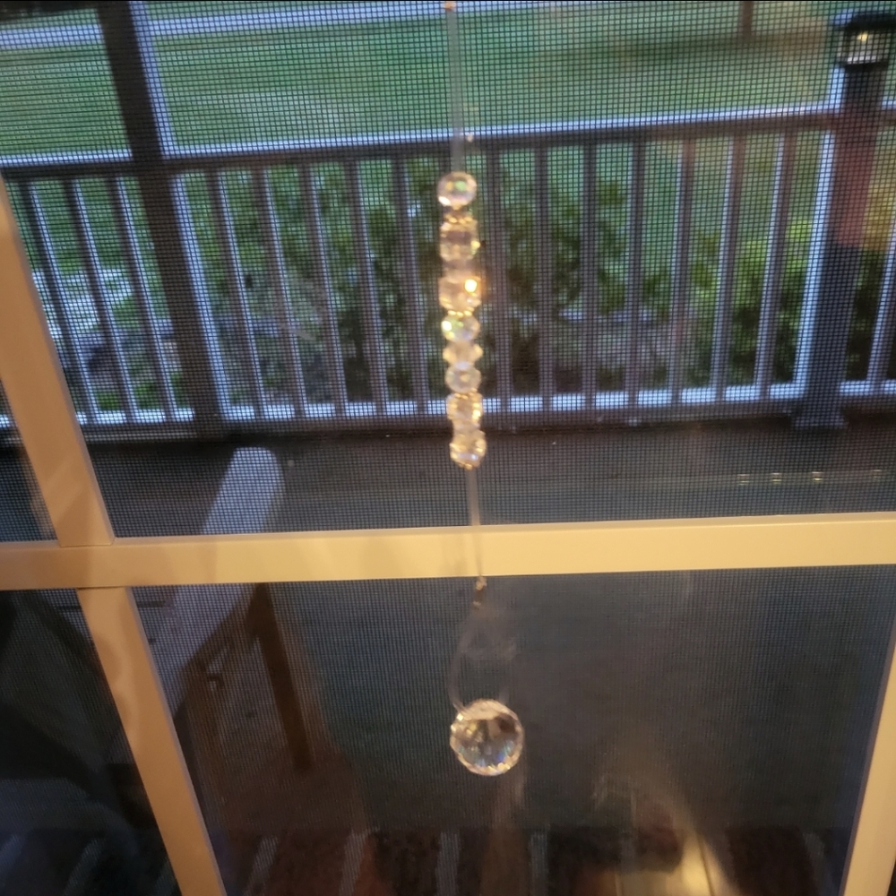 Hand Crafted Silver and Clear Round Crystal Suncatcher